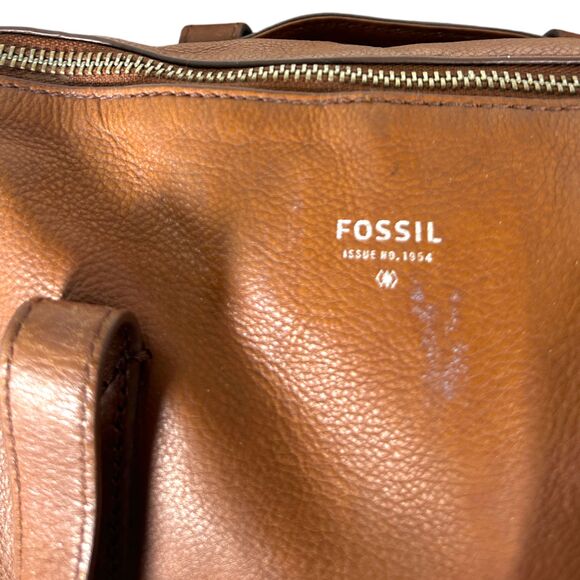 Fossil Brown Leather Satchel Crossbody Silver Highly Distressed Purse Handbag - Picture 6 of 8